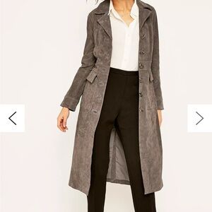 Urban outfitters stitch detail grey suede trench coat